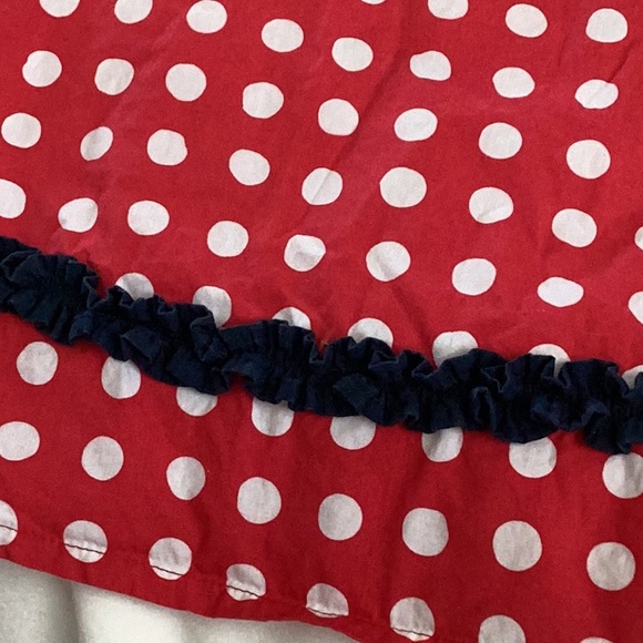 Frumpy Rumps red and white polka dot dress.  12 month old dress with navy ruffle - Picture 5 of 5
